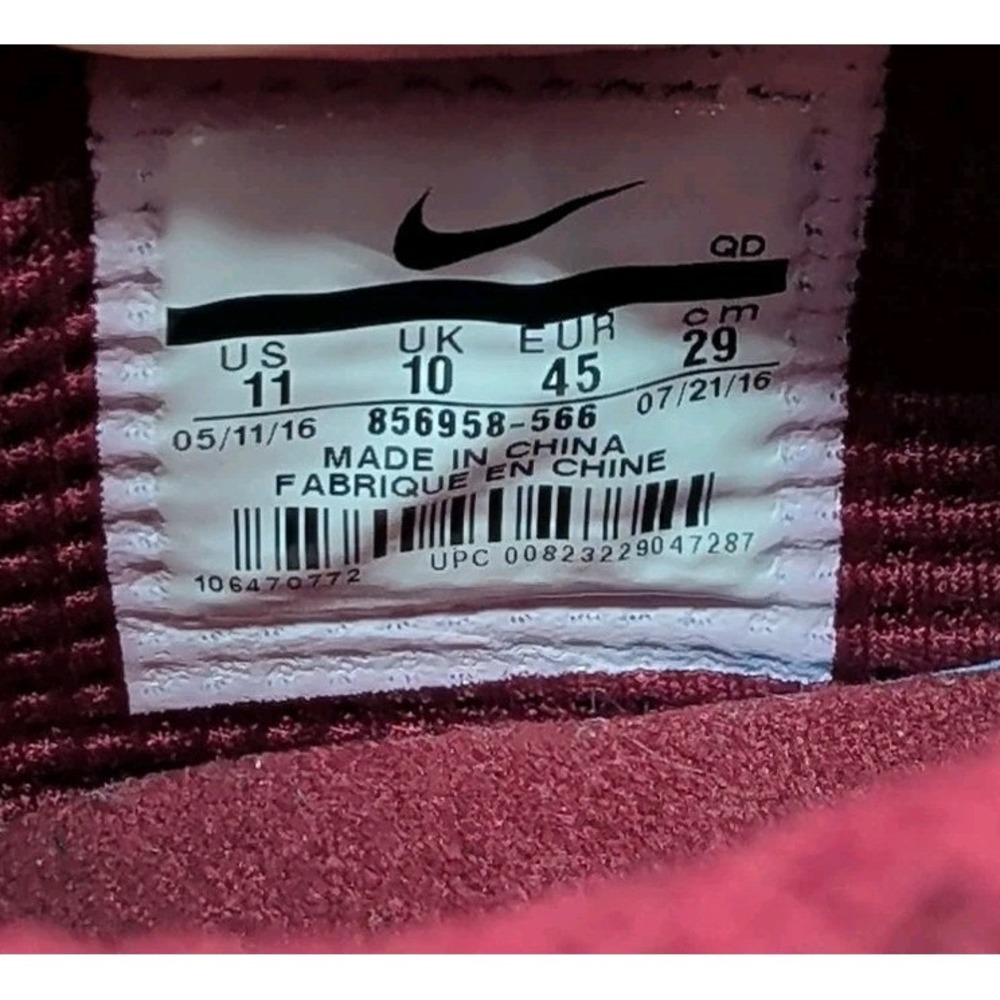 Nike Mens Air Max 1 Ultra Flyknit Shoes Grand Purple Team Red 856958-566 Size 11 - Picture 7 of 14